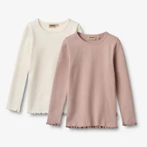 2 Rib T-shirts L/S Ida - rose powder