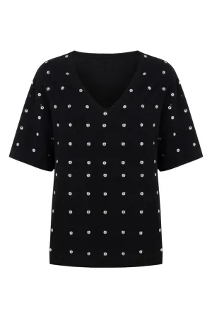 Metal Ring Embroidered T-Shirt
