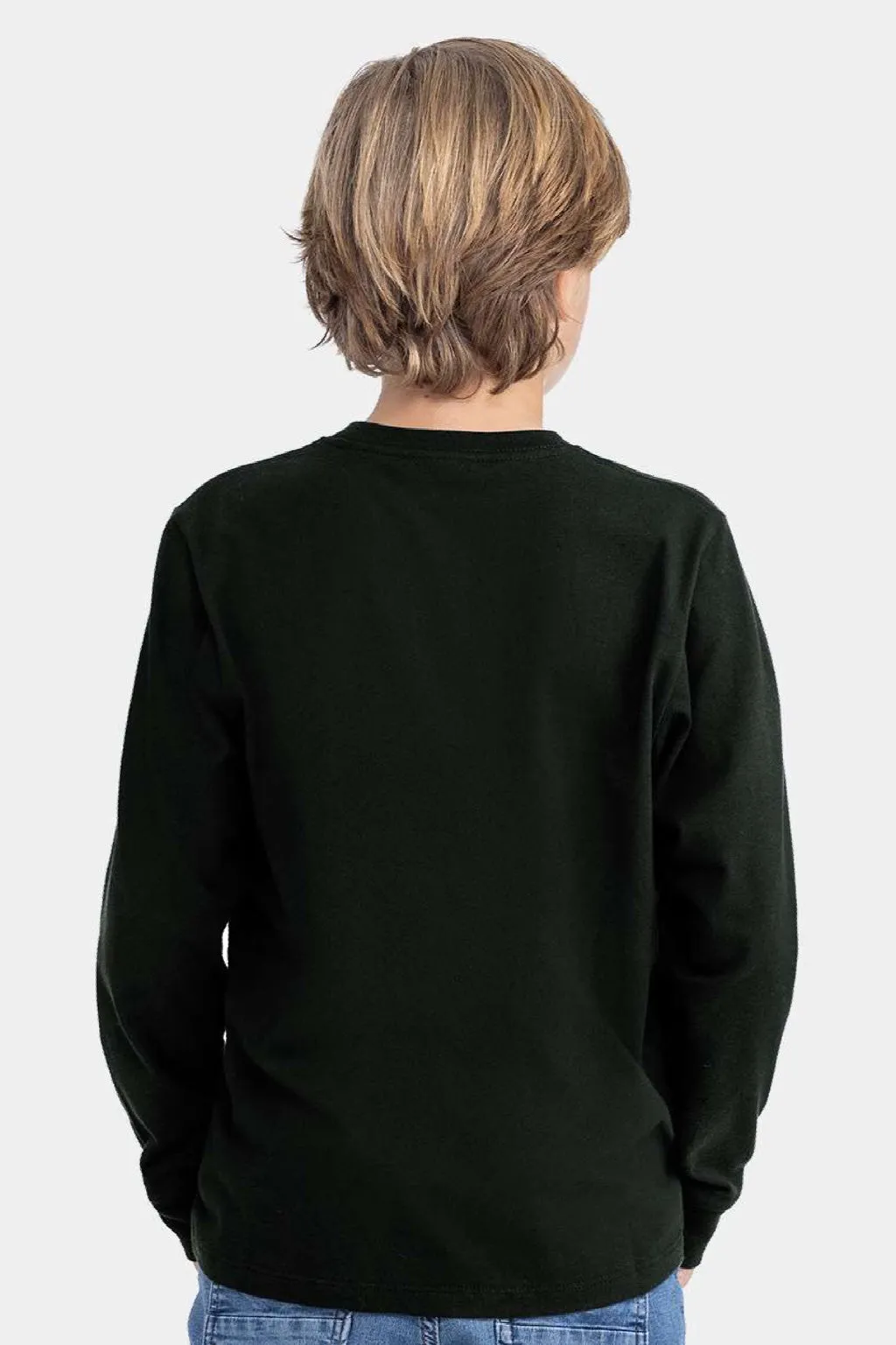 Next Level Youth Long Sleeve Crewneck T-Shirt - Black