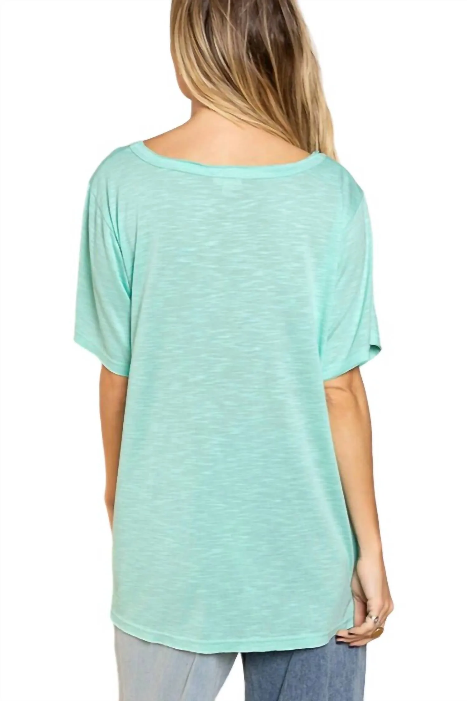 Paradise V Neck Slub Tee In Mint