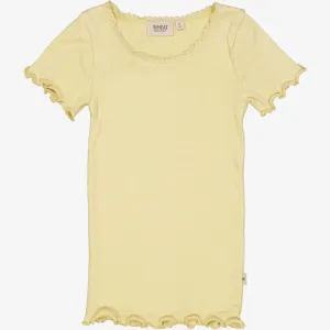 Rib T-Shirt Lace SS - yellow dream