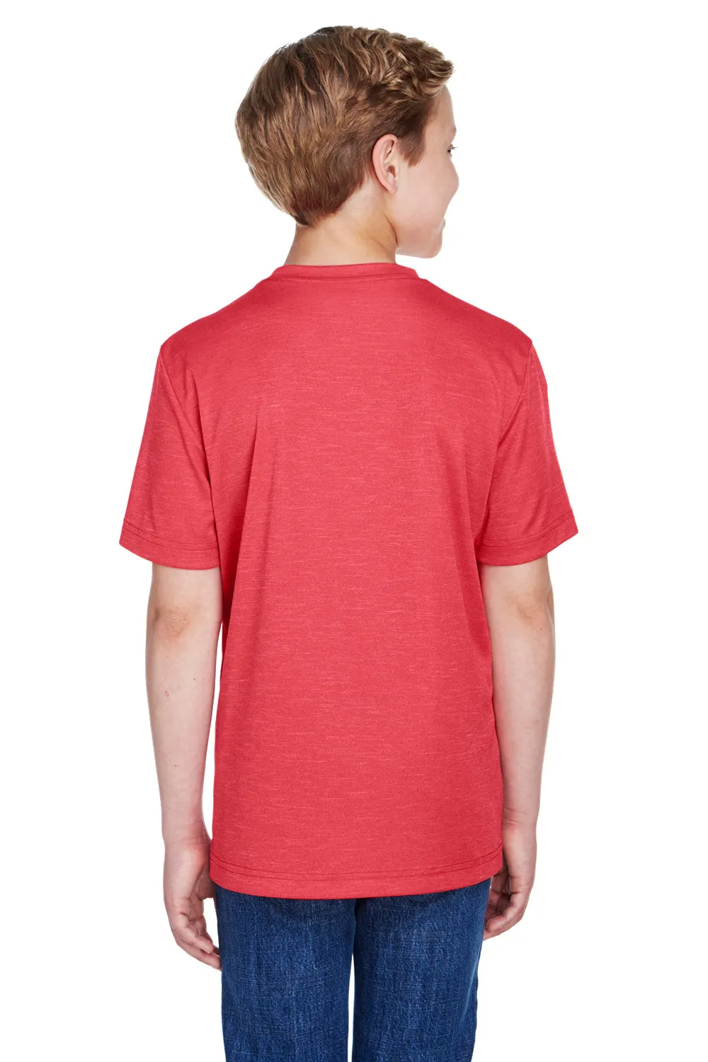 Team 365 Youth Sonic Performance Heather Moisture Wicking Short Sleeve Crewneck T-Shirt - Heather Red