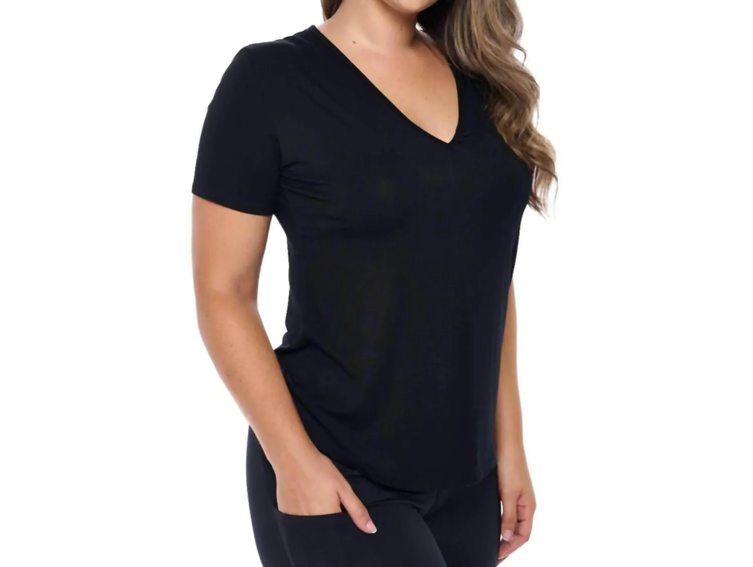 V-Neck T Shirt In Black