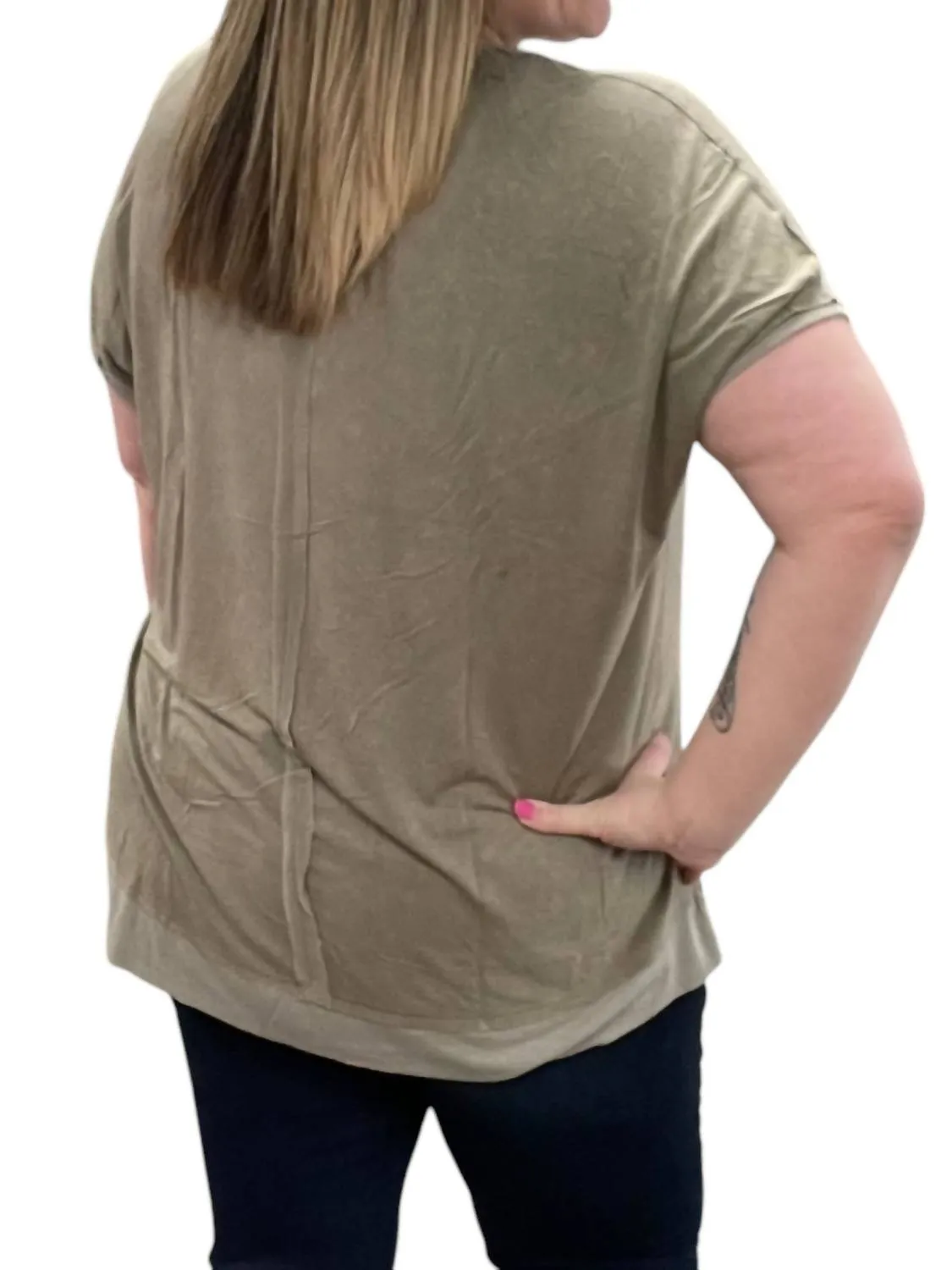 Washed Knit Tunic Top In Mocha